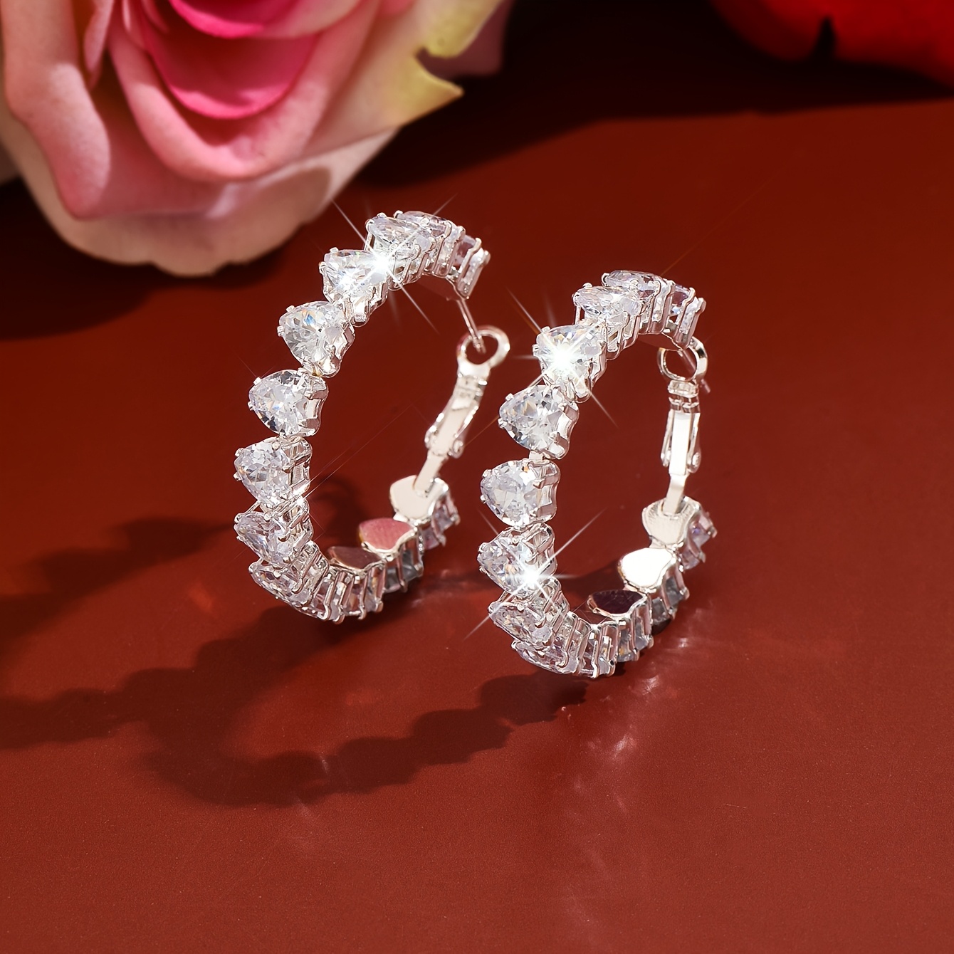 Women's Multi-Colour Heart Full Hoop Earrings, Light Luxury Design